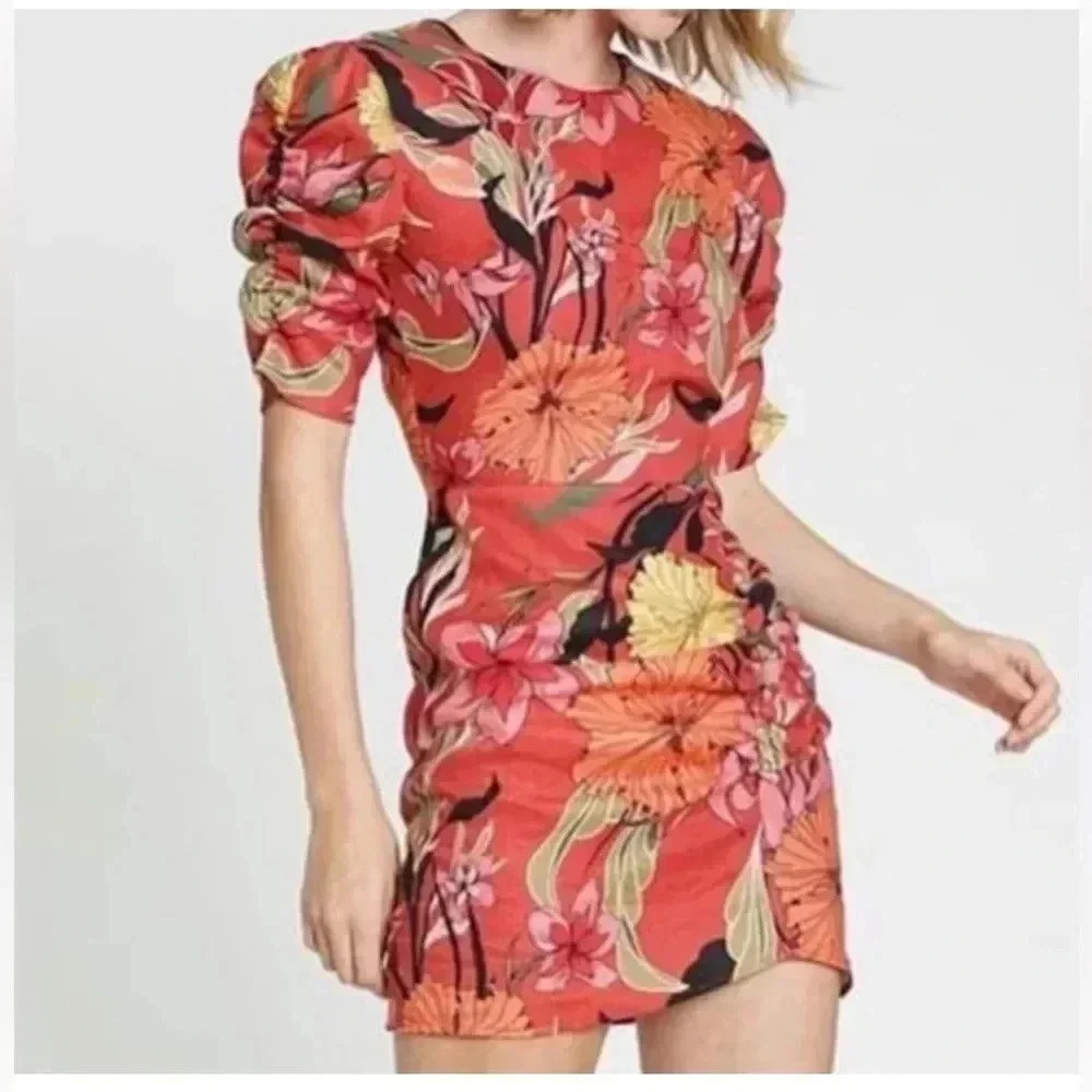 ANTHROPOLOGIE DRA LOS ANGELES LINEN FLORAL MINI DRESS MEDIUM